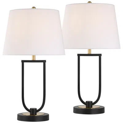 360 Lighting Pellana 24 3/4" High Black And Brass Usb Table Lamp Set Of 2