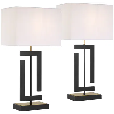 360 Lighting Pellana 26 1/4" High Matte Black And Brass Usb Table Lamp Set Of 2