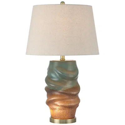 360 Lighting Pergamon 25" Blue Gold Glass Night Light Lamp