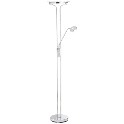 360 Lighting Perseus Chrome Led Torchiere Floor Lamp With Reading Light