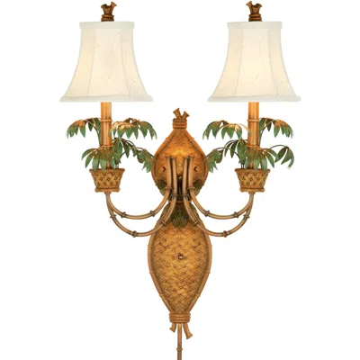 360 Lighting Polynesian Paradise 27" High Dark Honey Plug-in Wall Lamp