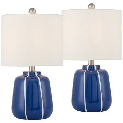 360 Lighting Quinn 18" High Blue And White Ceramic Table Lamp Set Of 2