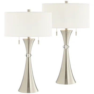 360 Lighting Rachel Concave Column Lamps Set Of 2 With Table Top Dimmers