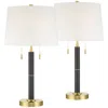 360 Lighting Rawdon 27"h Brass Black 2-light Pull-chain Table Lamp Set With Dimmer