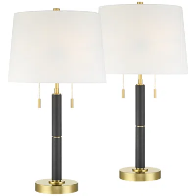 360 Lighting Rawdon 27"h Brass Black 2-light Pull-chain Table Lamp Set With Dimmer