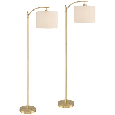 360 Lighting Rayna Warm Gold Downbridge Floor Lamps Set Of 2