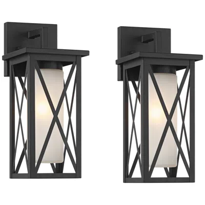 360 Lighting Raynor 15" High Black Outdoor Wall Light Set Of 2