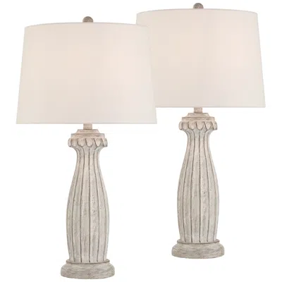 360 Lighting Rhodes 28 1/2" High Distressed White Traditional Table Lamp Set Of 2