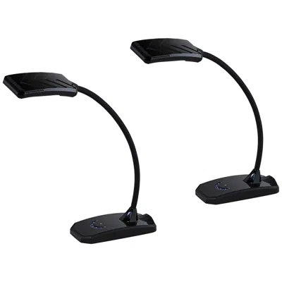 360 Lighting Ricky Black Gooseneck Led Desk Lamps Set Of 2 With Usb Ports