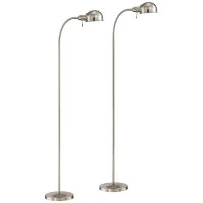 360 Lighting Ridley 61" Satin Nickel Gooseneck Floor Lamps Set Of 2