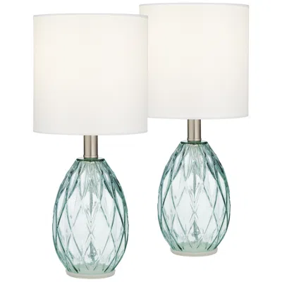 360 Lighting Rita 14 3/4" Blue-green Glass Accent Table Lamps Set Of 2