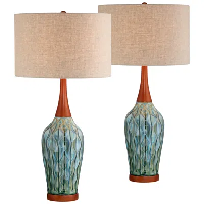 360 Lighting Rocco 30" High Blue Teal Ceramic Table Lamps Set Of 2