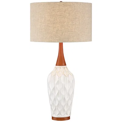 360 Lighting Rocco 30" High White Ceramic Mid-century Lamp With Dimmer