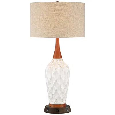 360 Lighting Rocco 30" White Ceramic Lamp With Usb Workstation Base
