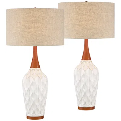 360 Lighting Rocco 30" White Modern Ceramic Table Lamps Set Of 2
