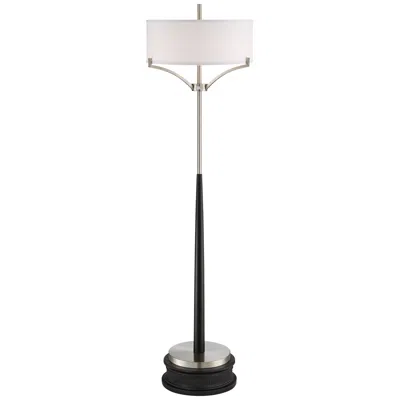 360 Lighting Roland Black And Brushed Nickel 2-light Floor Lamp With Riser