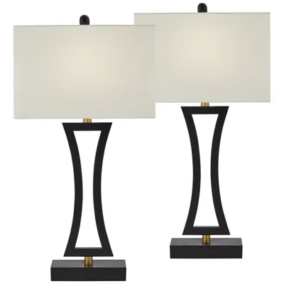 360 Lighting Roxie 31" Black Metal Usb Table Lamps Set Of 2
