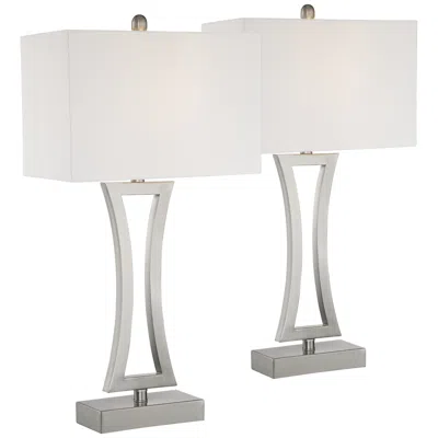 360 Lighting Roxie 31" Brushed Nickel Lamps Set With Smart Sockets