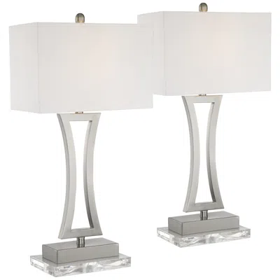360 Lighting Roxie 31" Nickel Lamps Set Of 2 With Acrylic Risers