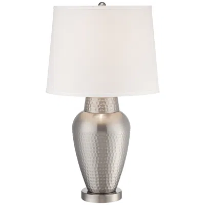 360 Lighting Rupert 25" Brushed Nickel Hammered Metal Vase Table Lamp