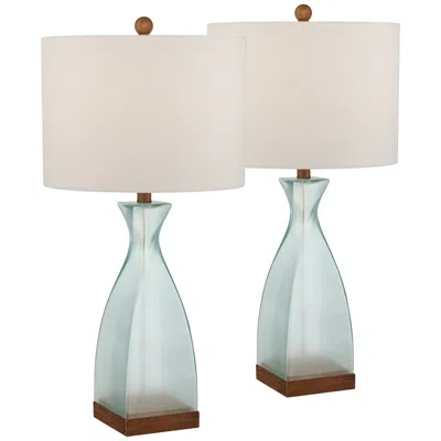 360 Lighting Ryan 28 1/2" High Ocean Blue Glass Coastal Modern Table Lamps Set Of 2