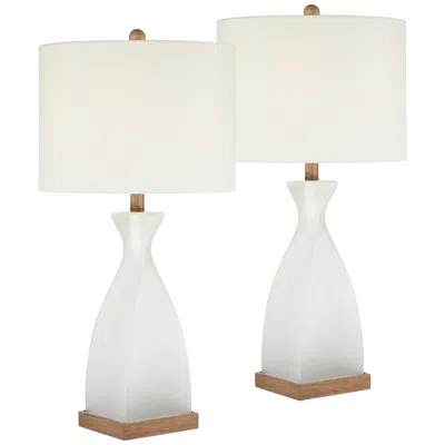 360 Lighting Ryan 28" High Frosted White Glass Modern Coastal Table Lamp Set Of 2