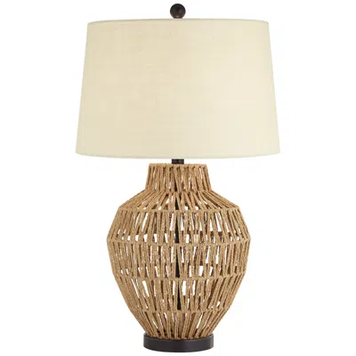 360 Lighting San Carlos 27" Woven Wicker Coastal Modern Table Lamp