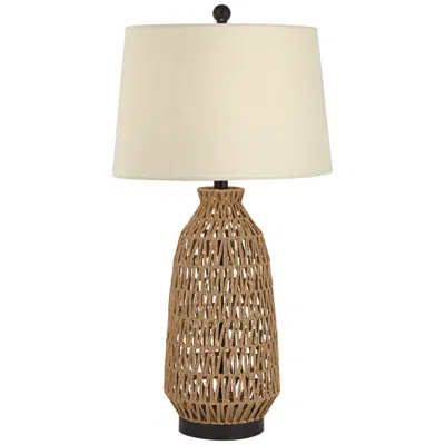 360 Lighting San Carlos 29" Rattan Wicker Coastal Lamp With Usb Dimmer