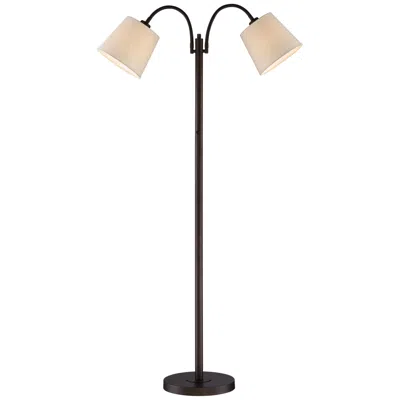 360 Lighting Seneca 56" High Bronze Twin Arm Gooseneck Floor Lamp