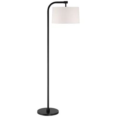 360 Lighting Serra 64" Black Chairside Arc Offset Arm Floor Lamp