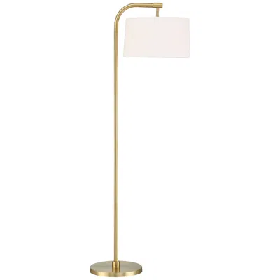 360 Lighting Serra 64" Warm Gold Chairside Arc Offset Arm Floor Lamp