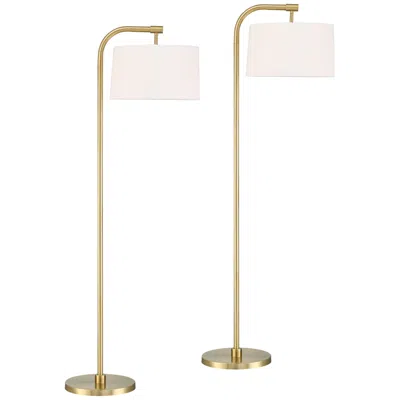 360 Lighting Serra 64" Warm Gold Modern Arc Arm Floor Lamps Set Of 2