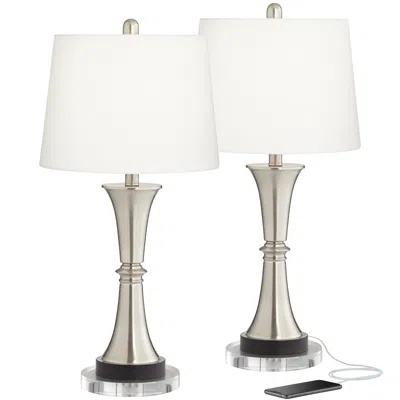 360 Lighting Seymore 27" Led Usb Touch Lamps Set With Acrylic Risers