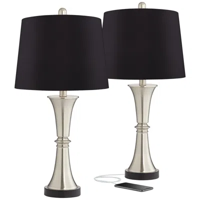 360 Lighting Seymore Black Shade Usb Led Touch Control Table Lamps Set Of 2