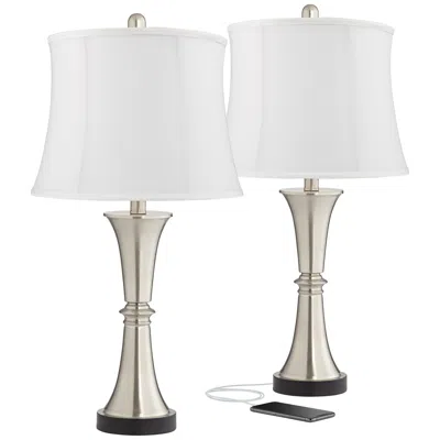 360 Lighting Seymore White Shade Usb Led Touch Control Table Lamps Set Of 2