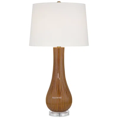 360 Lighting Shannon 30 1/2" High Brown Stripe Ceramic Gourd Table Lamp