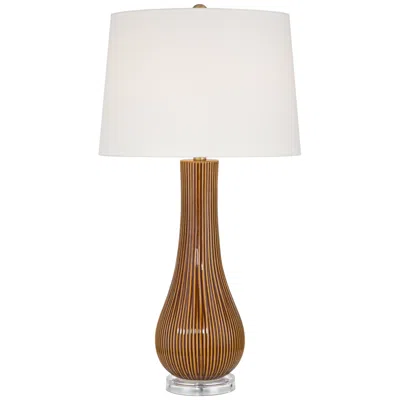 360 Lighting Shannon 30 1/2" High Brown Stripe Ceramic Gourd Table Lamp With Dimmer