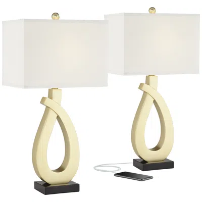 360 Lighting Simone 28" Gold Loop Table Lamps Set Of 2 With Usb Ports