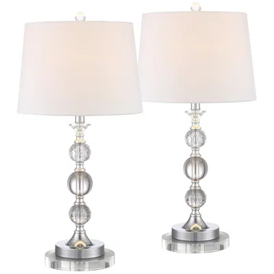 360 Lighting Solange 26" Silver Crystal Lamps With Acrylic Risers