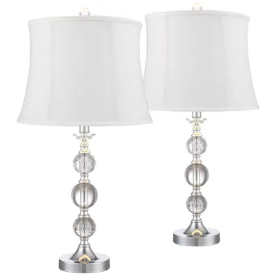 360 Lighting Solange Stacked Crystal White Bell Shade Table Lamps Set Of 2