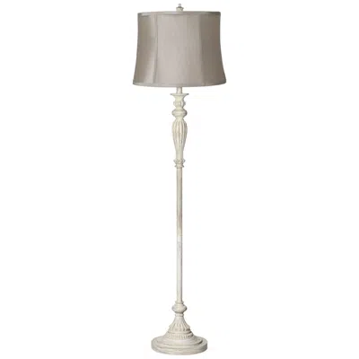 360 Lighting Taupe Gray Shade Vintage Chic Antique White Floor Lamp