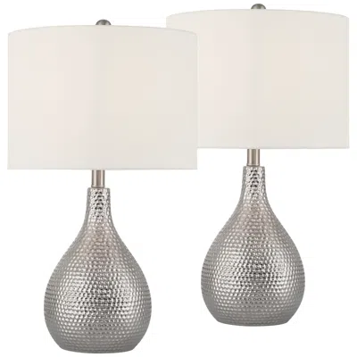 360 Lighting Titus 24 1/2" High Hammered Silver Table Lamp Set Of 2