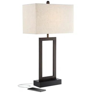 360 Lighting Todd 30" Open Base Bronze Metal Usb And Outlet Table Lamp