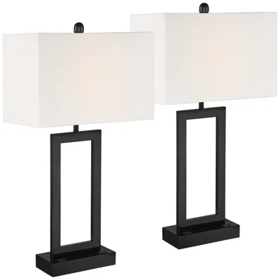 360 Lighting Todd 30" Open Base Usb And Outlet Table Lamps Set Of 2 In Multi