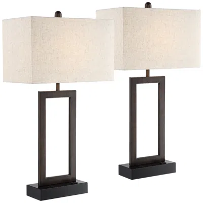 360 Lighting Todd Bronze Table Lamps Set Of 2 With Usb Port And Outlet