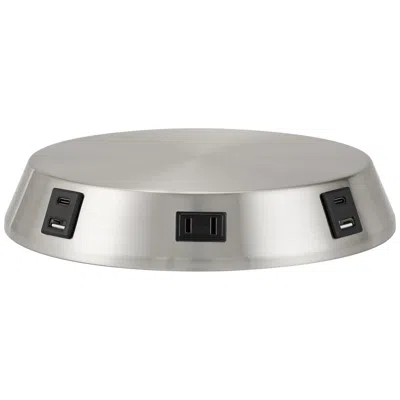 360 Lighting Usb And Outlet 8 1/2" Nickel Finish Charging Workstation Lamp Base
