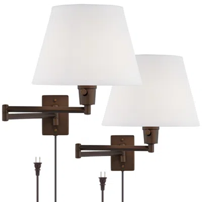 360 Lighting Valentine Bronze Plug-in Swing Arm Wall Lamps Set Of 2