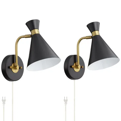 360 Lighting Venice 11 1/2" Black Wall Lamps Set With Smart Sockets