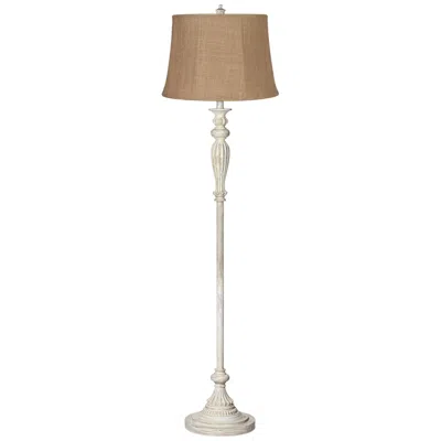 360 Lighting Vintage Chic 60" Burlap And Antique White Floor Lamp