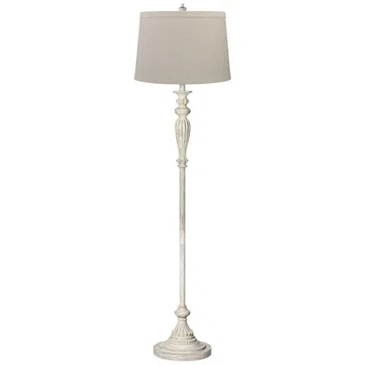 360 Lighting Vintage Chic 60" Burlap Shade Antique White Floor Lamp
